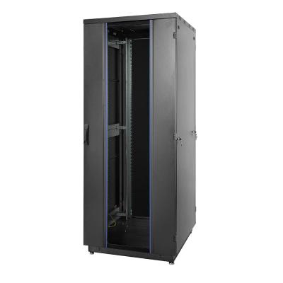 Шкаф телекоммуникационный напольный Eurolan S3000, IP20, 47U, 2250х800х800 мм (ВхШхГ), дверь: стекло, боковая панель: сплошная, разборный, цвет: чёрны