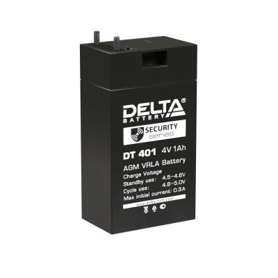 Аккумулятор для ИБП Delta Battery DT, 69х22х35 мм (ВхШхГ),  Необслуживаемый свинцово-кислотный,  4V/1 Ач, цвет: чёрный, (DT 401)