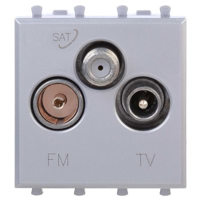 Розетка оконечная DKC Avanti, 3x TV/FM/SAT, 2 модуля, 44,9х44,9 мм (ВхШ), упаковка: 1 шт, цвет: закалённая сталь, (DKC.4404532)