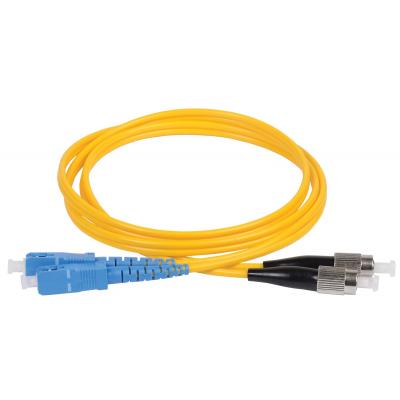 Комм. шнур оптический ITK, Duplex FC/SC (UPC/UPC), OS2 9/125, LSZH, 25м, синий/чёрный хвостовик, цвет: жёлтый