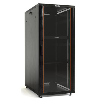 Шкаф телекоммуникационный напольный Hyperline TTB, IP20, 27U, 1388х600х600 мм (ВхШхГ), дверь: стекло, боковая панель: сплошная, разборный, цвет: чёрны