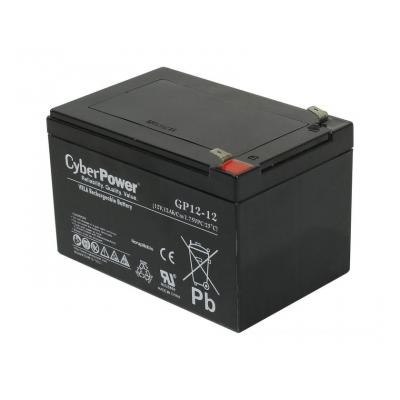 Аккумулятор для ИБП CyberPower, 100х80х170 мм (ВхШхГ),  необслуживаемый свинцово-кислотный,  12V/12 Ач, цвет: чёрный, (GP12-12)