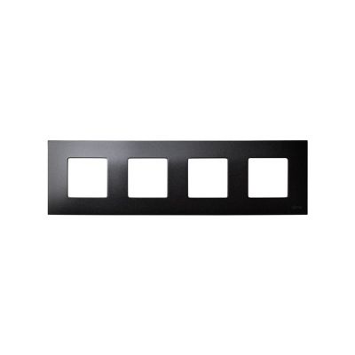 Рамка Simon Simon 27 Play, 4 поста, 86х306 мм (ВхШ), плоская, универсальный, цвет: матовый черный (2700647-086)