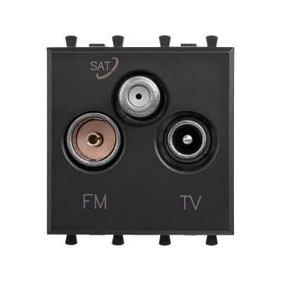 Розетка оконечная DKC Avanti, 3x TV/FM/SAT, 2 модуля, 44,9х44,9 мм (ВхШ), упаковка: 1 шт, цвет: чёрный матовый, (DKC.4412532)