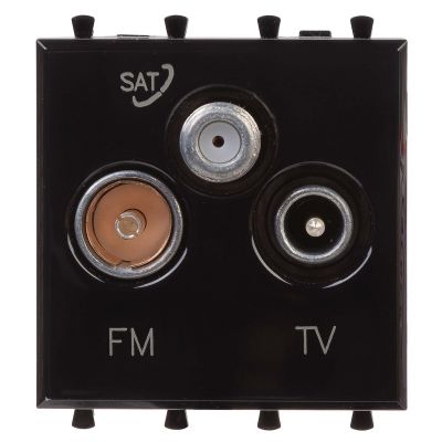 Розетка оконечная DKC Avanti, 3x TV/FM/SAT, 2 модуля, 44,9х44,9 мм (ВхШ), упаковка: 1 шт, цвет: чёрный квадрат, (DKC.4402532)