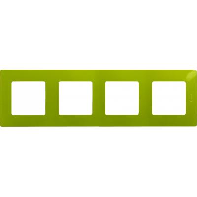 Рамка Legrand Etika, 4 поста, 86х299х10 мм (ВхШхГ), плоская, универсальный, цвет: зеленый папоротник (LEG.672544)