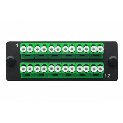 Планка Eurolan Q-SLOT, OS2 9/125, 12 х LC/APC, Duplex, для слотовых панелей, цвет адаптеров: зеленый, цвет: чёрный