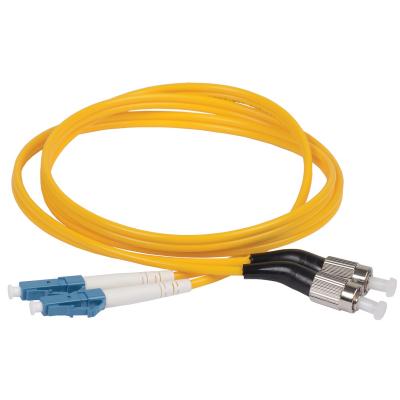 Комм. шнур оптический ITK, Duplex LC/FC (UPC/UPC), OS2 9/125, LSZH, 70м, чёрный/белый хвостовик, цвет: жёлтый