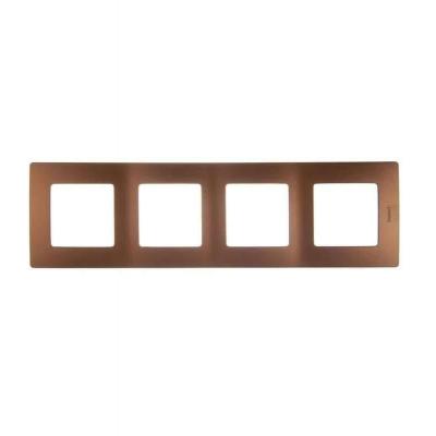 Рамка Legrand Etika, 4 поста, 86х299х10 мм (ВхШхГ), плоская, универсальный, цвет: какао (LEG.672574)