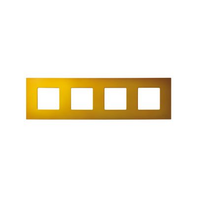 Рамка Simon Simon 27 Play, 4 поста, 86х306 мм (ВхШ), плоская, универсальный, цвет: жёлтый (2700647-081)