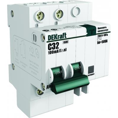 Автоматический выключатель с дифференциальным током DEKraft ДИФ-101, тип: AC, 7 модуль, C класс, 2Р, 10А/30мА,  (15156DEK)