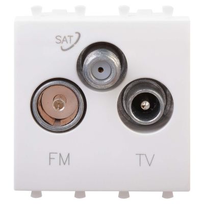 Розетка оконечная DKC Avanti, 3x TV/FM/SAT, 2 модуля, 44,9х44,9 мм (ВхШ), упаковка: 1 шт, цвет: белое облако, (DKC.4400532)