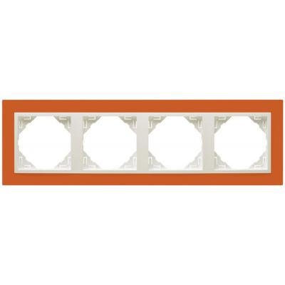 Рамка Efapel Logus90, 4 поста, плоская, универсальная, цвет: оранжевый/лёд (90940 TJG)