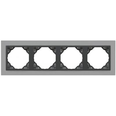 Рамка Efapel Logus90, 4 поста, плоская, универсальная, цвет: алюминий/серый (90940 TAS)