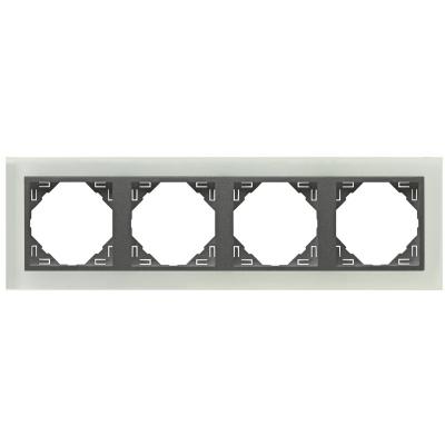 Рамка Efapel Logus90, 4 поста, плоская, универсальная, цвет: стекло/серый (90940 TCS)