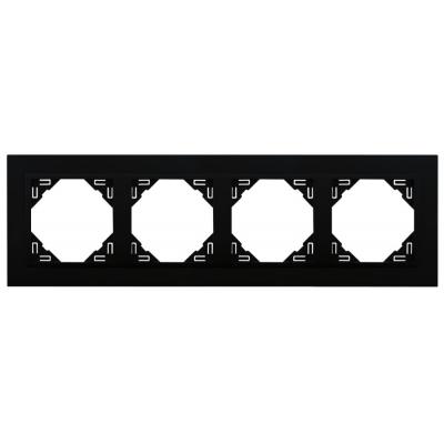 Рамка Efapel Logus90, 4 поста, плоская, универсальная, цвет: чёрный (90940 TRR)