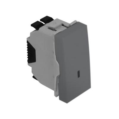 Выключатель-кнопка Efapel QUADRO 45, одноклавишный, с подсветкой, 10А, 45х22,5 мм (ВхШ), цвет: алюминий, 1 модуль (45163 SAL)