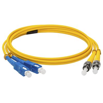 Комм. шнур оптический Lanmaster, Duplex ST/SC (APC), OS2 9/125, LSZH, 1,5м, синий хвостовик, цвет: жёлтый