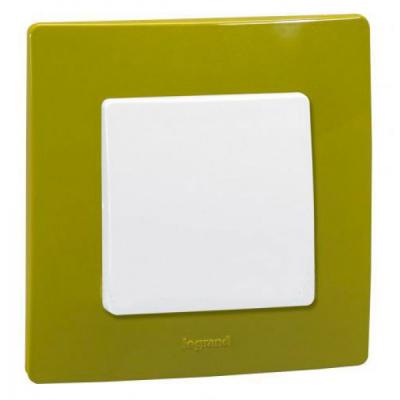 Рамка Legrand Etika, 1 пост, 86х86х10 мм (ВхШхГ), плоская, универсальный, цвет: зеленый папоротник (LEG.672541)