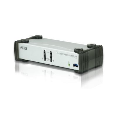 Переключатель KVM Aten, портов: 2, 55,5х88х210 мм (ВхШхГ), USB, цвет: металл