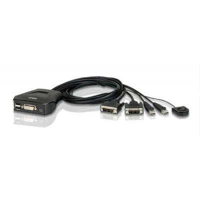 Переключатель KVM Aten, портов: 2, 30,1х93,6х99,5 мм (ВхШхГ), USB, цвет: чёрный