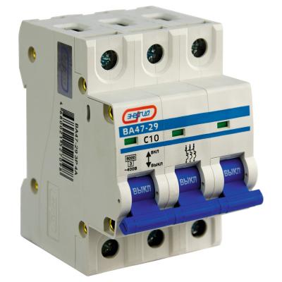 Автоматический выключатель Энергия ВА47-29, 3 модуль, C класс, 3P, 10А, 6кА, (Е0301-0096)