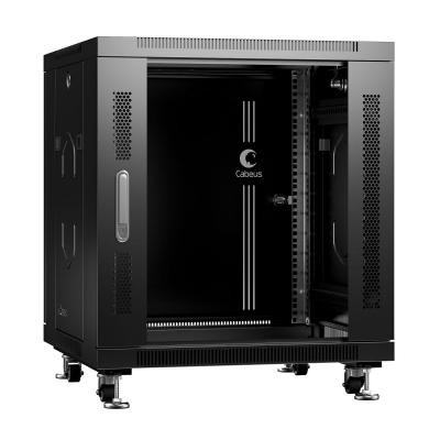 Шкаф телекоммуникационный напольный Cabeus, IP20, 18U, 988х600х1000 мм (ВхШхГ), дверь: стекло, боковая панель: сплошная, разборный, цвет: чёрный