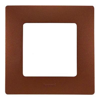 Рамка Legrand Etika, 1 пост, 86х86х10 мм (ВхШхГ), плоская, универсальный, цвет: какао (LEG.672571)