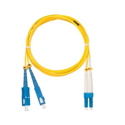 Шнур коммутационный Nikomax, Duplex LC/SC (UPC), OS2 9/125, LSZH, 2м, Ø 2мм, белый/синий хвостовик, цвет: жёлтый
