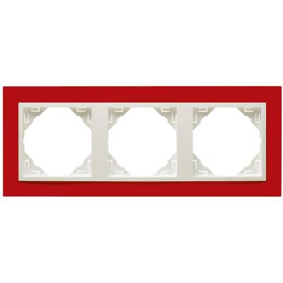 Рамка Efapel Logus90, 3 поста, плоская, универсальная, цвет: красный/лёд (90930 TVG)
