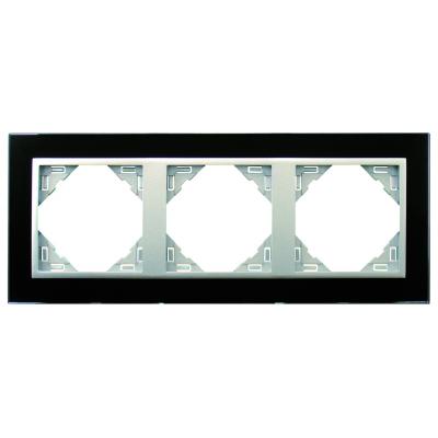 Рамка Efapel Logus90, 3 поста, плоская, универсальная, цвет: чёрный/алюминий (90930 TEA)