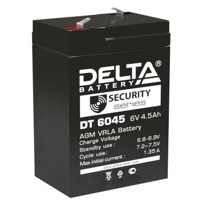 Аккумулятор для ИБП Delta Battery DT, 107х47х70 мм (ВхШхГ),  Необслуживаемый свинцово-кислотный,  6V/4,5 Ач, цвет: чёрный, (DT 6045)