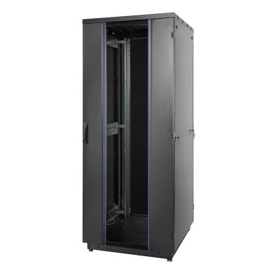 Шкаф телекоммуникационный напольный Eurolan S3000, IP20, 22U, 1140х800х1000 мм (ВхШхГ), дверь: стекло, боковая панель: сплошная, разборный, цвет: чёрн