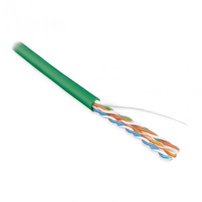 Кабель витая пара Hyperline UUTP4-C6-P24-NCR-IN-PVC, PVC, U/UTP, кат. 6, проводник Ø 0,61мм, 100м, тип прокладки: внутри зданий, цвет: зелёный