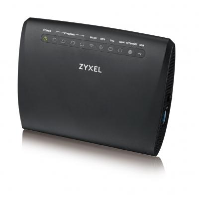 Маршрутизатор ZyXEL, портов: 6, LAN: 4, WAN: 1, антенн: 2, USB: Да, 26х118х158 мм (ВхШхГ), цвет: чёрный, беспроводной, Giga-Ethernet WAN, VMG3312-T20A