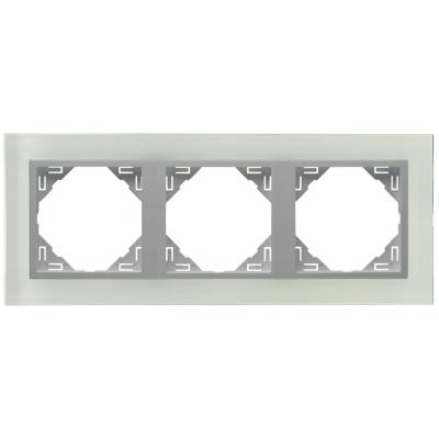 Рамка Efapel Logus90, 3 поста, плоская, универсальная, цвет: стекло/алюминий (90930 TCA)
