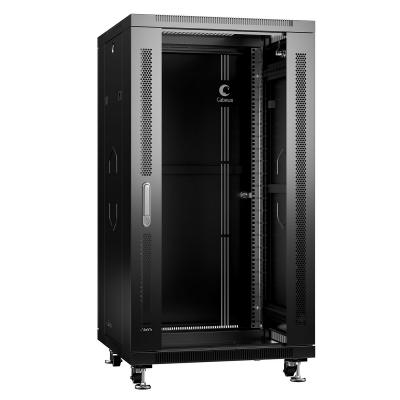 Шкаф телекоммуникационный напольный Cabeus, IP20, 22U, 1166х600х1000 мм (ВхШхГ), дверь: стекло, боковая панель: сплошная, разборный, цвет: чёрный