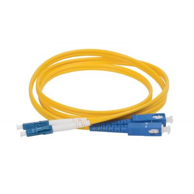 Комм. шнур оптический ITK, Duplex SC/LC (UPC/UPC), OS2 9/125, LSZH, 15м, белый/синий хвостовик, цвет: жёлтый
