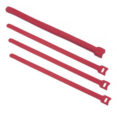 Стяжка кабельная на липучке Cabeus, открывающаяся, 14 мм Ш, 310 мм Д, 10 шт, материал: полиамид, цвет: красный