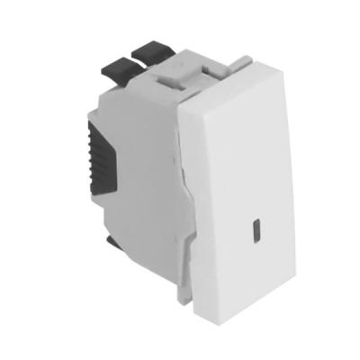 Выключатель-кнопка Efapel QUADRO 45, одноклавишный, с подсветкой, 10А, 45х22,5 мм (ВхШ), цвет: белый, 1 модуль (45163 SBR)