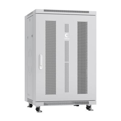 Шкаф серверный напольный Cabeus, IP20, 18U, 988х600х1000 мм (ВхШхГ), дверь: перфорация, разборный, цвет: серый