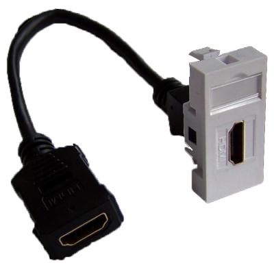 Вставка Lanmaster, 1х HDMI (Type A), 22,5х45 мм (ВхШ), плоская, с удлинительным кабелем, цвет: белый (LAN-SIP-22HDMI-WH)