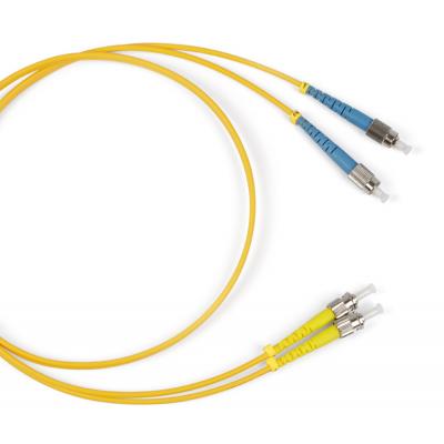 Комм. шнур оптический Hyperline, Duplex ST/FC (UPC), OS2 9/125, LSZH, 3м, Ø 2мм, синий хвостовик, цвет: жёлтый
