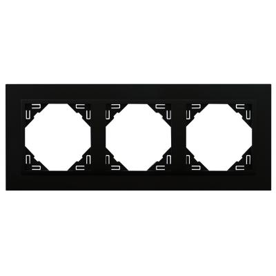 Рамка Efapel Logus90, 3 поста, плоская, универсальная, цвет: чёрный (90930 TRR)