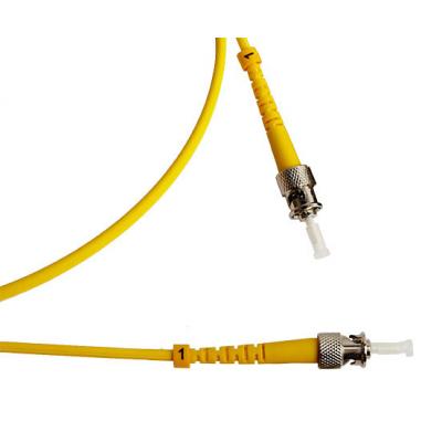 Комм. шнур оптический Cabeus Tight Buffer, Simplex ST/ST, OS2 9/125, LSZH, 10м, Ø 3мм, серый хвостовик, цвет: жёлтый