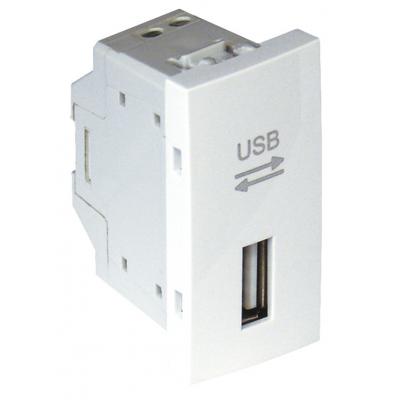 Розетка информационная Efapel QUADRO 45, USB, без подсветки, 1 модуль, 44,8х22,4 мм (ВхШ), цвет: белый (45437 SBR)