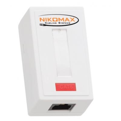 Розетка информационная Nikomax, 1x RJ45/8P8C, кат. 6, неэкр., 70х30 мм (ВхШ), упаковка: 1 шт, цвет: белый, (NMC-WO1UE2-WT)