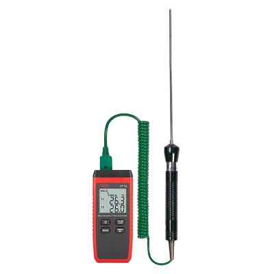 Термометр RGK, (CT-12+TR-10W с поверкой), с дисплеем, питание: батарейки, корпус: пластик, с погружным зондом TR-10W, (779883)