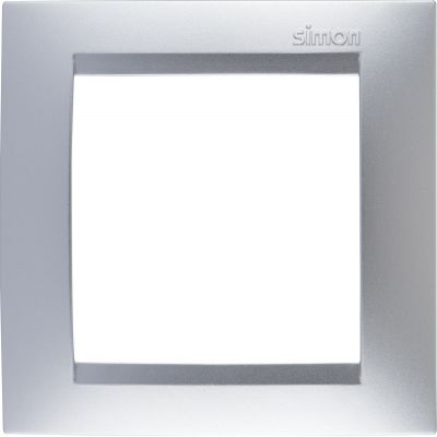 Рамка Simon Simon 15, 1 пост, 80х80 мм (ВхШ), плоская, универсальный, цвет: алюминий (1500610-033)