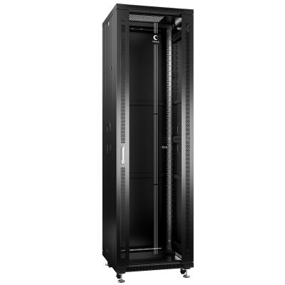 Шкаф телекоммуникационный напольный Cabeus, IP20, 42U, 2055х600х600 мм (ВхШхГ), дверь: стекло, боковая панель: сплошная, разборный, цвет: чёрный